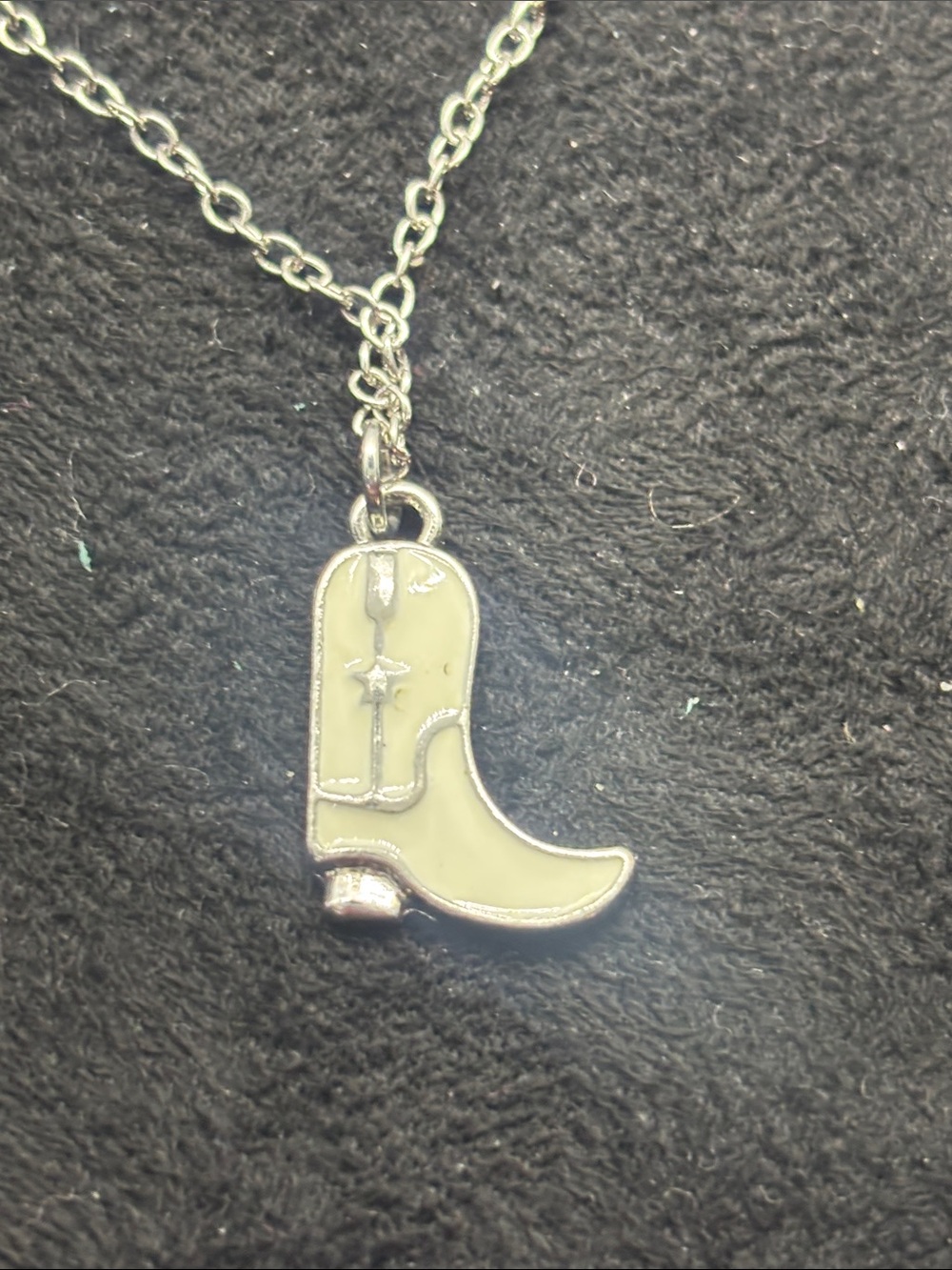 Macy's White Enamel Cowboy Boot Pendant Necklace